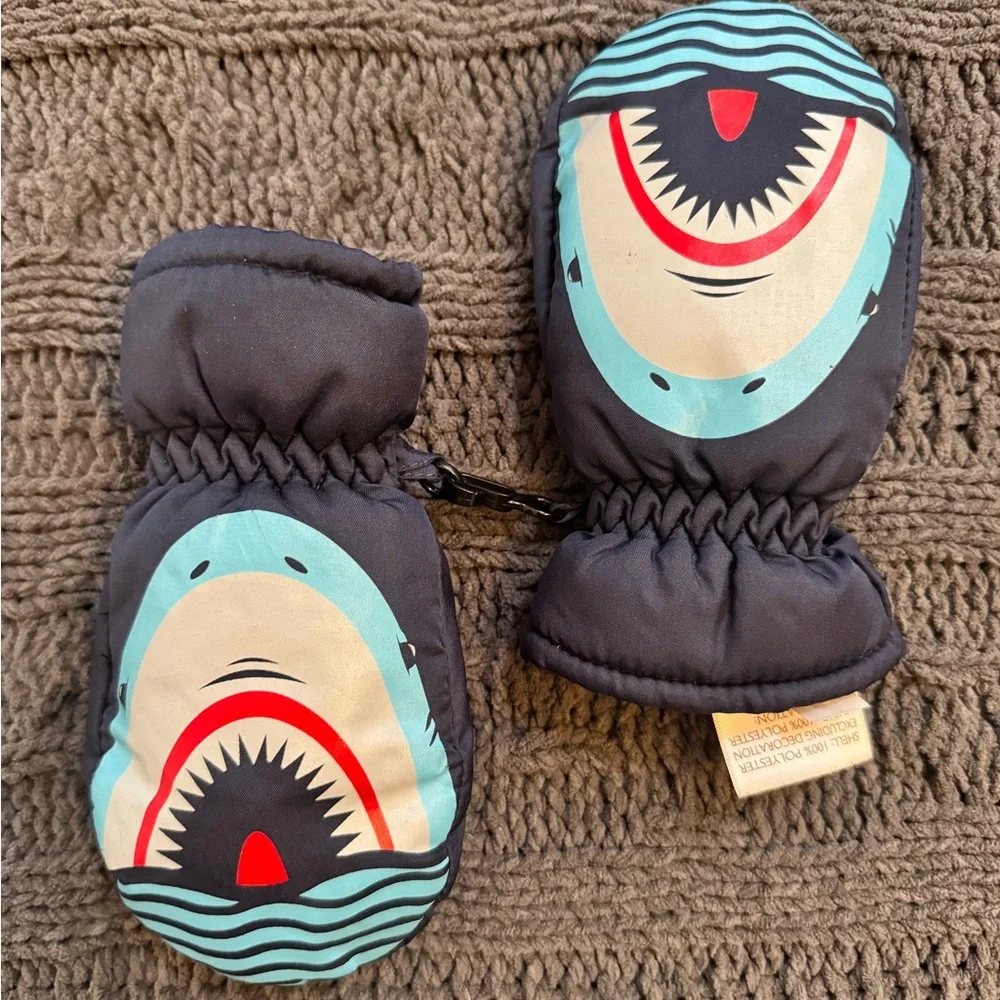 Navy Blue Shark Kids Mittens (Falls Creek Kids, 2-4T)